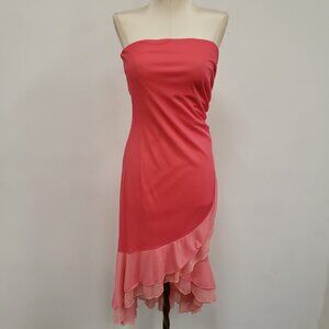 Vintage Byer Too Womens Strapless Asymmetric Dress Size M Pink Cocktail Y2K